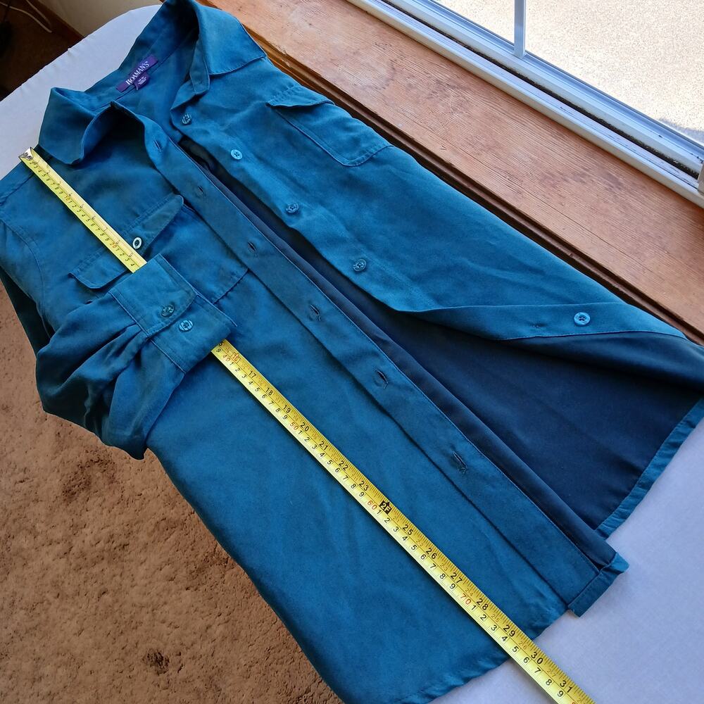 Roaman's Faux Suede Button Front Shirt 20W midnight teal overshirt top shacket - Picture 12 of 13